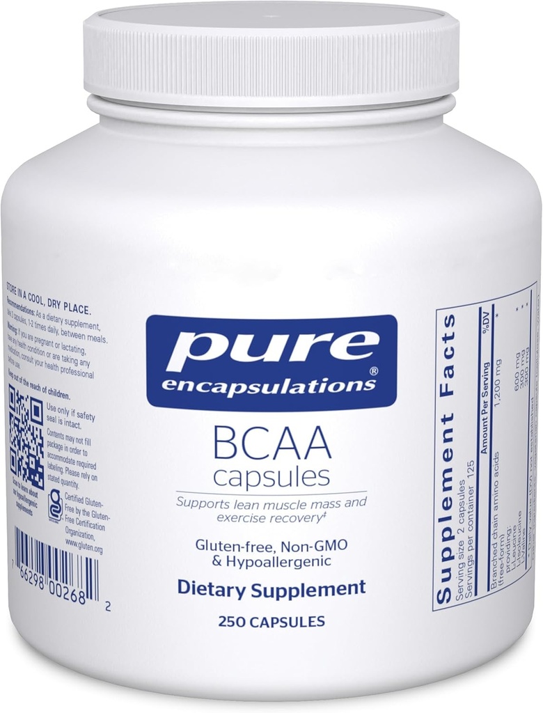 Pure Encapsulations BCAA Capsules | Hipoallergenic Supplement to Support Muscle Function during Egzersiz* | 250 Capsules
