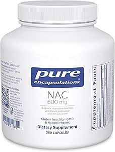 Pure Encapsulations NAC 600 mg - N-Acetyl Cysteine NAC Supplement for Lung Health & Immune Support, Liver Support & Antioksis* - Freeform N-Acetyl-L-Cysteine - 360 Capsules