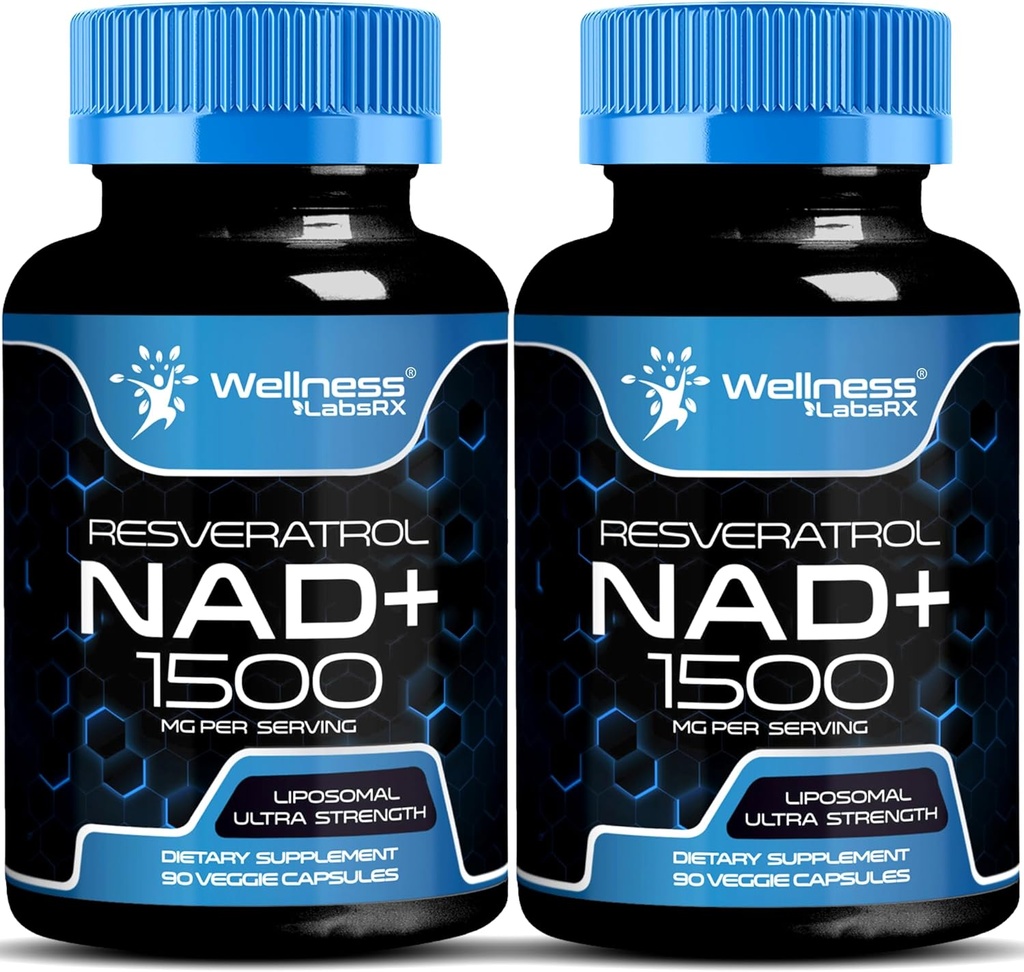 WELLNESS LABSRX NAD Supplement, 1500 mg - Liposomal NAD+ Resveratrol, NAD Plus Boosting - Destek Hücre Sağlığı, Stamina & Sağlıklı Ağlama - Ultra Güçlü Kapsüller, ABD Made - 2 Packs