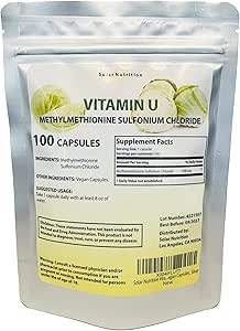 U, Vitamin Methionine Sulfonium Chloride 500 mg, 100 Vegan Capsules, Silver