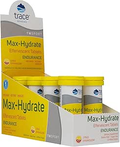 Trace Minerals Max-Hydrate Endurance - Daily Energy Support Supplement - Electrolyte Supplement to Aid Against Muscle Cramps - Supplement to Support Hydration - Citrus, 10 Tabs (80 Hizmet)