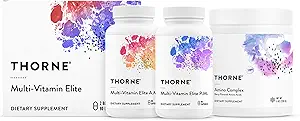THORNE - Multi-Vitamin Elite AM & PM (180 Capsules) & Amino Kompleksi (Berry, 8 Oz) Gluten, Süt & Soy-Free