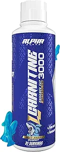Alpha Supps L Carnitine Liquid 3000 | Stimulant-Free L-Carnitine Supplement for Men & Women | Pre-Workout Energy Boost & Muscle Recovery | Zero Sugar, Fat, & Carbs | 31 Servings (Blue Gummy)