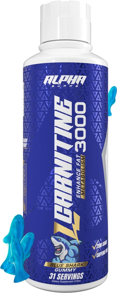 Alpha Supps L Carnitine Liquid 3000 | Stimulant-Free L-Carnitine Supplement for Men & Women | Pre-Workout Energy Boost & Muscle Recovery | Zero Sugar, Fat, & Carbs | 31 Servisler (Mavi Gummy)