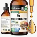 BIO KRAUTER 6 Mushrooms Supplement 6-in-1 - Lions Mane, Shiitake,Turkey Tail, Cordyceps, Reishi & Chaga Liquid Extract - Mushroom Complex Tincture - Vegan Drops 4 Fl.Oz.