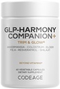 Codeage GLP-Harmony Companion+ Supplement - GLP-1 Agonist Support - Lion's Mane, Pea, Colostrum, Shilajit, Akkermansia, Elder, Citrus Bioflavonoids, Broccoli, Resveratrol - Non-GMO - 60 Capsules