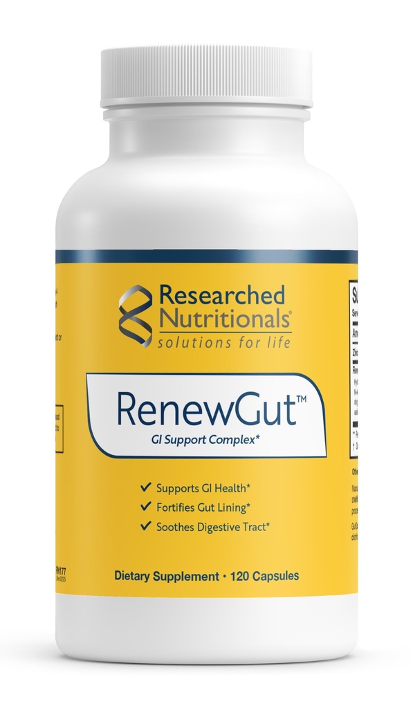 Researched Nutritionals RenewGut - GI Complex to Support Gut Lining, Health Histamine Levels & Digestive Health - Collagen,, çinko Carnosine, DGL & N Acetyl Glucosamin (120 Capsules)