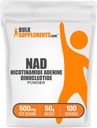 BulkSupplements.com NAD Toz - Nicotinamid Adenine Dinüotid, NAD Supplement 500 mg - Enerji Desteği için, Pure & Gluten Free, 500 mg hizmet başına 50g (1.8 oz)