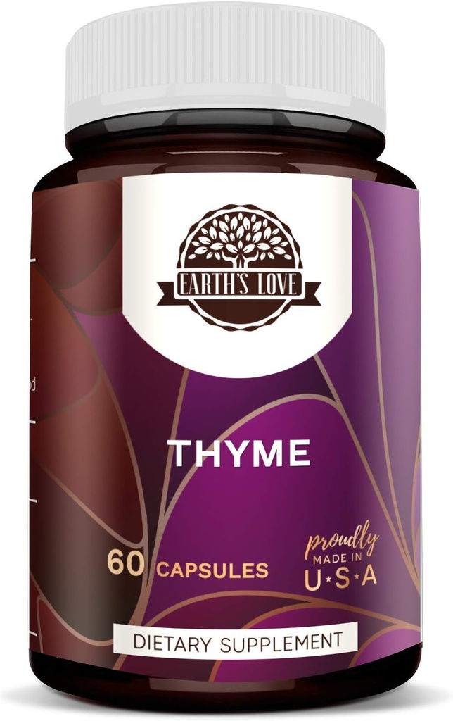 HerbEra Earth's Love - Thyme 60 Κάψουλες, κάψουλες υψηλής ισχύος 400 mg, Κατασκευασμένες με Θυμάρι (Thymus Vulgaris) και Καψάκια λαχανικών Αποξηραμένο Φύλλο (60 κάψουλες)