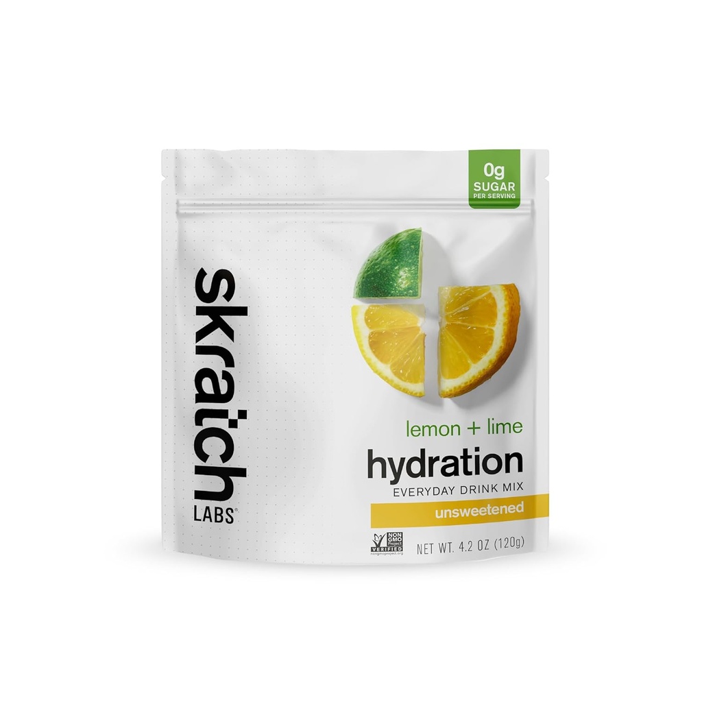 Skratch Labs Unsweetened Electrolyte Toz - Her gün Hydration - Sport Drink Mix - Sugar Free - Electrolytes Branson- Lemon + Lime - 30 Hizmet - Keto, Paleo, Vegan, Non-GMOMO