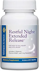 Dr. Whitaker Restful Night Extended release Melatonin Sleep Aid You Fall Asleep'i gözden geçirmenize yardımcı oluyor ve Double-Layer, Extended release Technology, 30 Tabletler (30-Day Supply)
