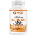 Yüksek Potency Biotin USP (D-Biotin 100.000 mcg) - Superior Biotin, Organik Rice Flour, Vegetarian Capsules For Hair, Skin, & Myelin Health, Made in the USA (100mg/90 Capsules)