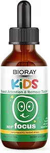 BIORAY Kids NDF Focus, Citrus - 2 fl oz - Destekler Bilişsel Fonksiyonlar, Yenilikçiler Clarity & Steady Energy Levels - Non-GMO, Vegetarian, Gluten Free - 1-2 ay Supply