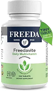 Freedavite Tiny Tablet - Erkekler ve Kadınlar için Çokvitamin - A, C, D, E, B1, B2, B6, B12, Biotin, Kalsiyum, çinko, Iron, Magnezyum, Manganese, Copper, Selenium, Iodine - 100