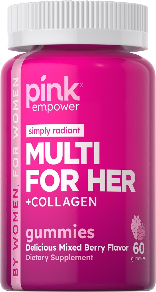 PINK Kadınlar için Gummies | Non-GMO & Gluten Free | Plus Collagen & Biotin | Karma Berry Flavor