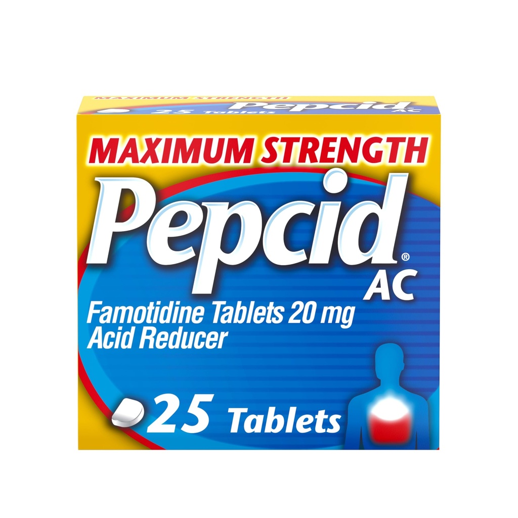 Pepcid AC maximum Strength Heartburn Relief Tabletleri, OTC Tıp Önlemleri ve Relieves Heartburn & Asit Reflux Indigestion, 20 mg Famotidine Asit Özellikleri, Hızlı Teklif, 25 ct