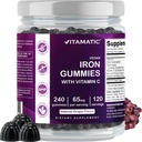Vitamatic Iron 65 mg Gummies Supplement for Women & Men - 240 Vegan Gummies - Great Tasting Iron Gummy Βιταμίνες με βιταμίνη C