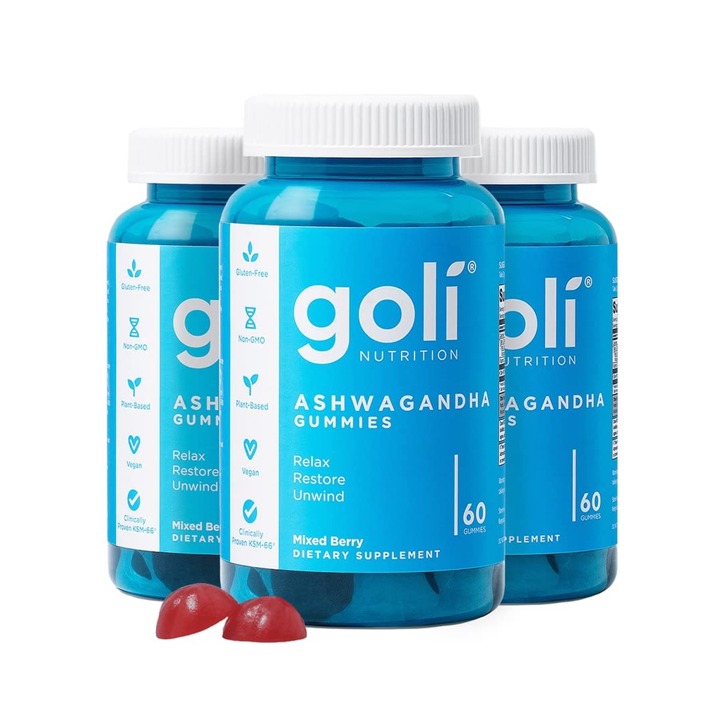 Goli Ashwagandha & Vitamin D Gummy - 180 Kont - Karma Berry, KSM-66, Vegan, Plant bazlı, Non-GMO, Gluten-Free & Gelatin Free Relax. Geri yükleme. Unwind, 3