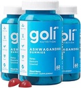 Goli Ashwagandha & Vitamin D Gummy - 180 Count - Mixed Berry, KSM-66, Vegan, Plant Based, Non-GMO, Gluten-free & Gelatin Free Relax. Επαναφορά. Χαλαρώστε, συσκευασία των 3