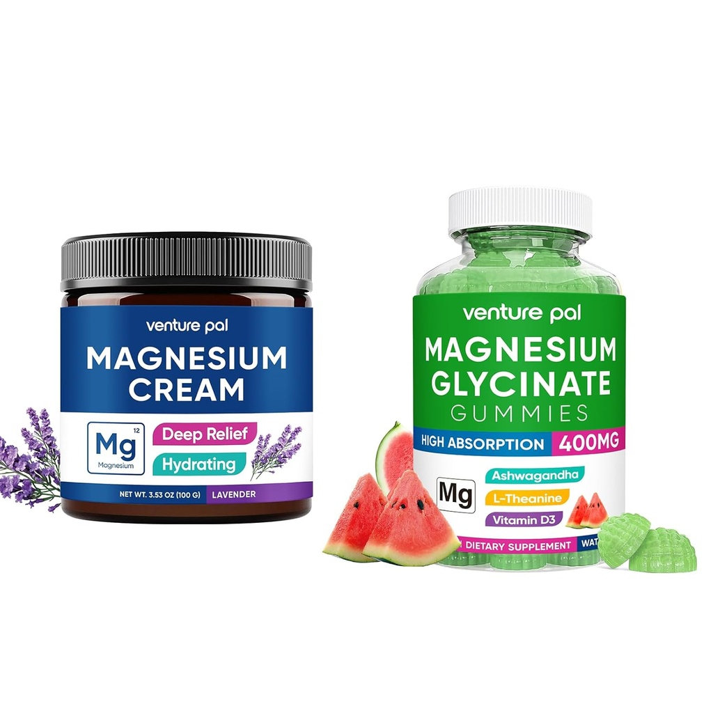 Girişim Pal Moisturizing Magnezyum Lotion,Magnesium Glycinate Gummies 400 mg with Ashwagandha