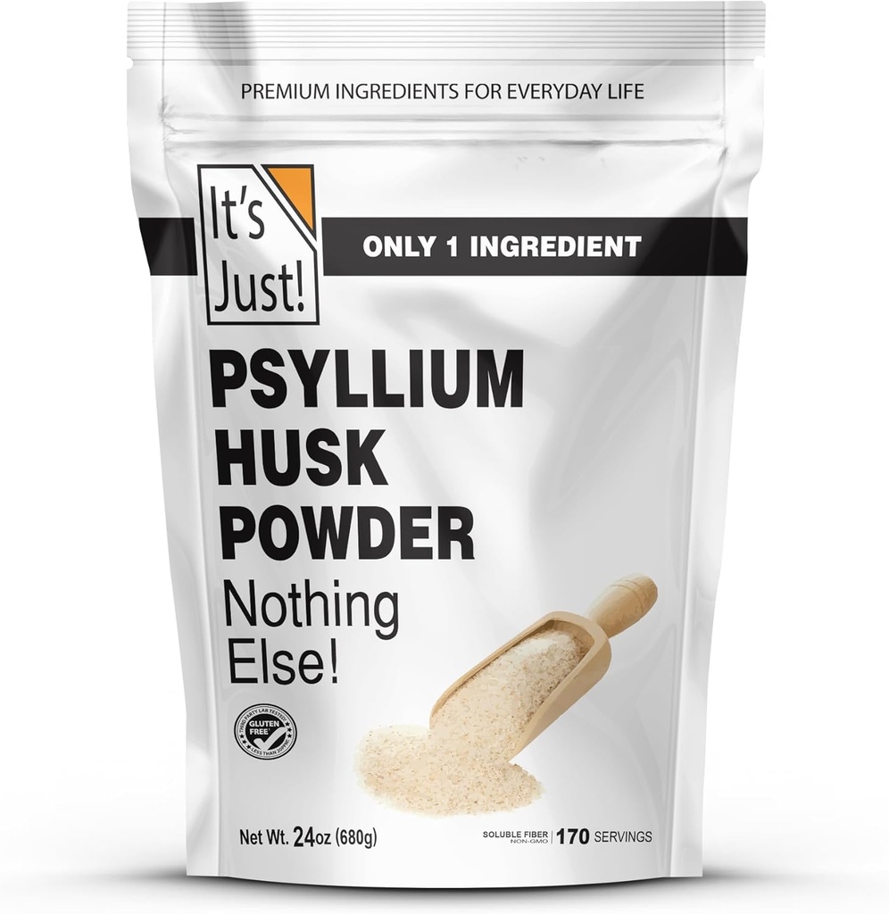 Sadece! - Psyllium Husk Toz, Easy Mix Diyetary Fiber, Cleanse Your Digestive System, Finely Ground Toz, İndük için ideal, Non-GMO (Unflavored, 24oz)