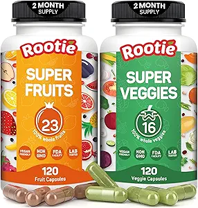 Fruits and Veggies Supplement (60 Day Supply) Ισχυρή ανάμειξη 39 Ολόκληρων Φρούτων και Veggies, Γεμίζει Διατροφικά Κενά, Αποκτήστε Ενέργεια, Ευημερία. USA Made Non-GMO/Vegan/Gluten Free. Συσκευασία μπορεί να παροξυστεί