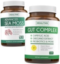 Gut Kompleksi ve İrlandalı Deniz Moss - İç Thrive Combo - Caprylic Acid & Irish Sea Moss Capsules - Raw Vegan Supplement with BioPerine (Non-GMO & Organic) - 60 Capsules