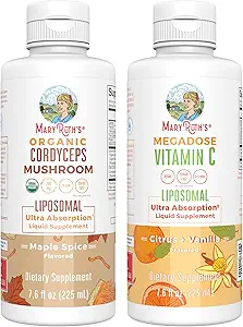 MaryRuth Organics Cordyceps Liposomal (Maple Spice) & Vitamin C (Citrus & Vanilla) | Clean Label Projesi Immunity, Skin, & General Health | Vegan, Non-GMO, Gluten-Free