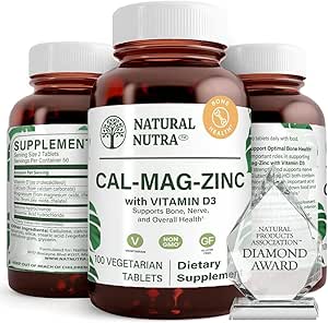 Natural Nutra Calcium Magnesium Zinc Supplement with Vitamin D3 for Bone and Muscle Strength, Promotes Nerve Health, Enhance Your Digestion, Gluten Free, Sugar Free, 100 Tablets (Pack of 2)