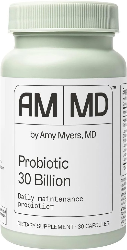 Amy Myers MD Probiyotiks 30 Milyar CFU - Destekler Digestive Health, Gut Microbiome & Immune Function - 14 Strains - Dairy-Free, Gluten-Free - 30 Capsules (30 hizmet)