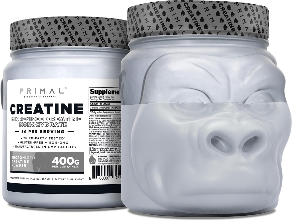 Primal Kretine Monohidrat Toz (400 Grams) | Unflavored Micronized Kreout & Recovery | 5g Kretin Monohidrat