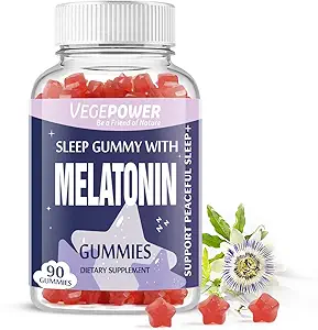 Μελατονίνη Gummies 1mg για παιδιά (χωρίς ζάχαρη) - Όνειρα ύπνου με βιταμίνη Β6 και Passionflower για πτώση Κοιμούνται πιο γρήγορα, Vegan, μη-GMO, Φράουλα Γεύση 90 κόμης