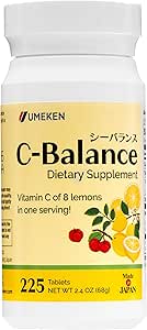 Umeken C-Balance Chewable Vitamin C Supplements, High Potency for Yetişkinler & Kids, Citric Acid ve Gamma-linolenic Acid, Vitamin C Chewables, 7.1 Ounce, 200g, 4.5 Ay Supply, 2 Paket