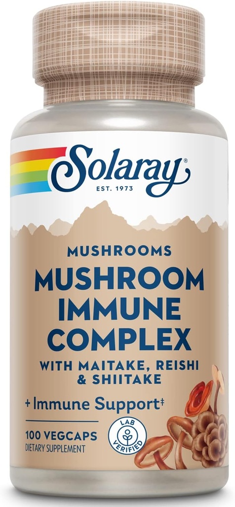 SOLARAY Organik Büyülü Mushroom Immune Kompleksi 600 mg | Sağlıklı Immune Function Support | 100 VegCaps