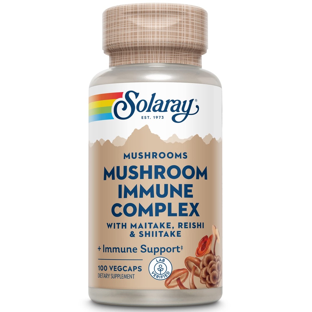 SOLARAY Organik Büyülü Mushroom Immune Kompleksi 600 mg | Sağlıklı Immune Function Support | 100 VegCaps