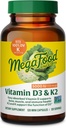 MegaFood Vitamin D3 5000 IU (125 mcg) - Vejetaryen Supplements with Vitamin D3 K2 - Supports Bones, Teeth, Muscles & Immune Health - Certified Non-GMO - 120 Mini Capsules, 120 Servisler
