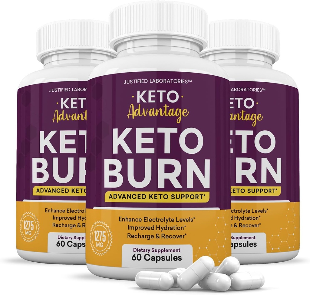 (3 Pack) Keto Πλεονέκτημα Keto Burn Χάπια 1275MG Νέα & βελτιωμένη Φόρμουλα Περιέχει μηλίτη μηλίτη έξτρα παρθένο ελαιόλαδο σκόνη πράσινο φύλλο τσαγιού 180 κάψουλες