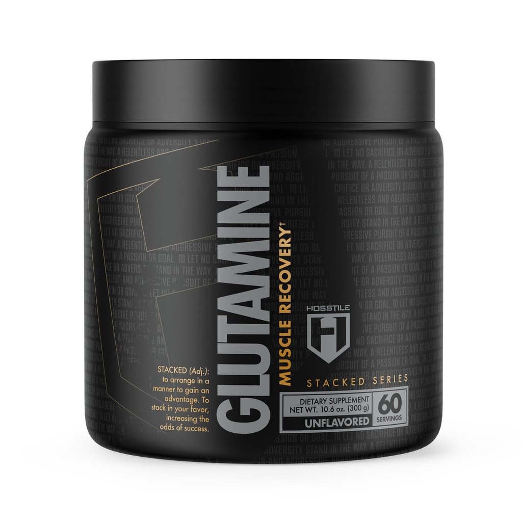 HOSSTILE Glutamine, Erkekler ve Kadınlar için L Glutamine Toz, Geliştirilmiş Kas Kurtarma, Protein Synthesis, Post Workout Recovery Drink, Unflavored, 60 Hizmetler