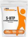 BulkSupplements.com 5-HTP Toz - 5-Hydroxytryptophan, 5 HTP Supplement - 5-HTP 200 mg, Mood Support Supplement - Gluten Free, 200 mg per Service, 500g (1.1 lbs) (Paket)