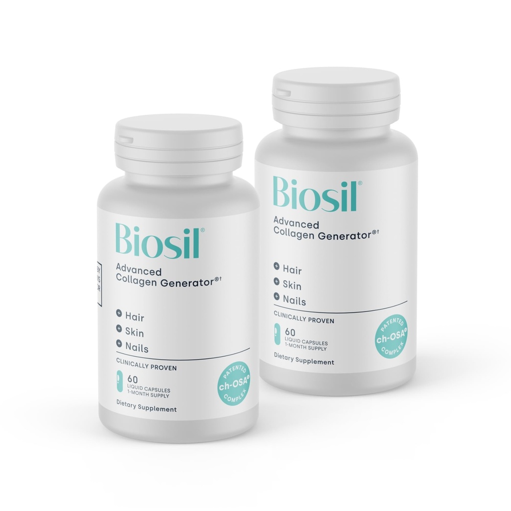 Biosil Collagen ATM Supplement - 60 Liquid Capsules, 2 Paket - Skin, Hair, Nails & Ortaklar için patentli ch-OSA Activator - Destekler Doğal Üretim - 60 Günlük Supply Capsules