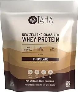 Taha Health & Nutrition Chocolate Flavored Whey Protein Yoğun Toz, 25g Protein, 140 Calories, 2g Sugar | Yeni Zelanda Grass-Fed, Free-Range Dairy | Gluten ve Soy Free, Keto, Kosher | 2LBBB