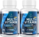 Erkekler Çokvitaminler 50 Plus - Fermented Herbal Extracts & 43 Nutrients - Erkekler Vitaminleri Memory & Brain, Energy, Bone Health (2 Pack)