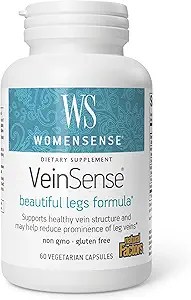 WomenSense VeinSense by Natural Factors, Beauty Supplement to Support Healthy Veins and Beautiful Legs, Vegan, Non-GMO, 60 capsules (20 servings)