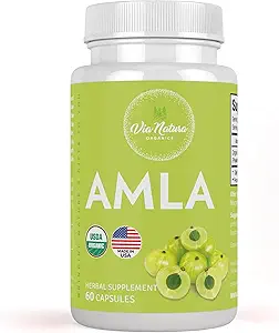 Amla Capsules 1000 mg | Organik Herbal Supplement | Vitamin C Doğal Kaynağı | 60 Capsules