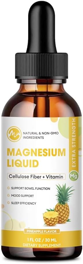 M inç Glycinate Liquid, High Abvitamin Magnezyum Sıvı Hücre Fiber, Bromelain, Vitamin B6, C, D, çinko, Çocuklar ve Yetişkinler için Magnezyum Tamam, Pineapple Flavor, 1 Pack