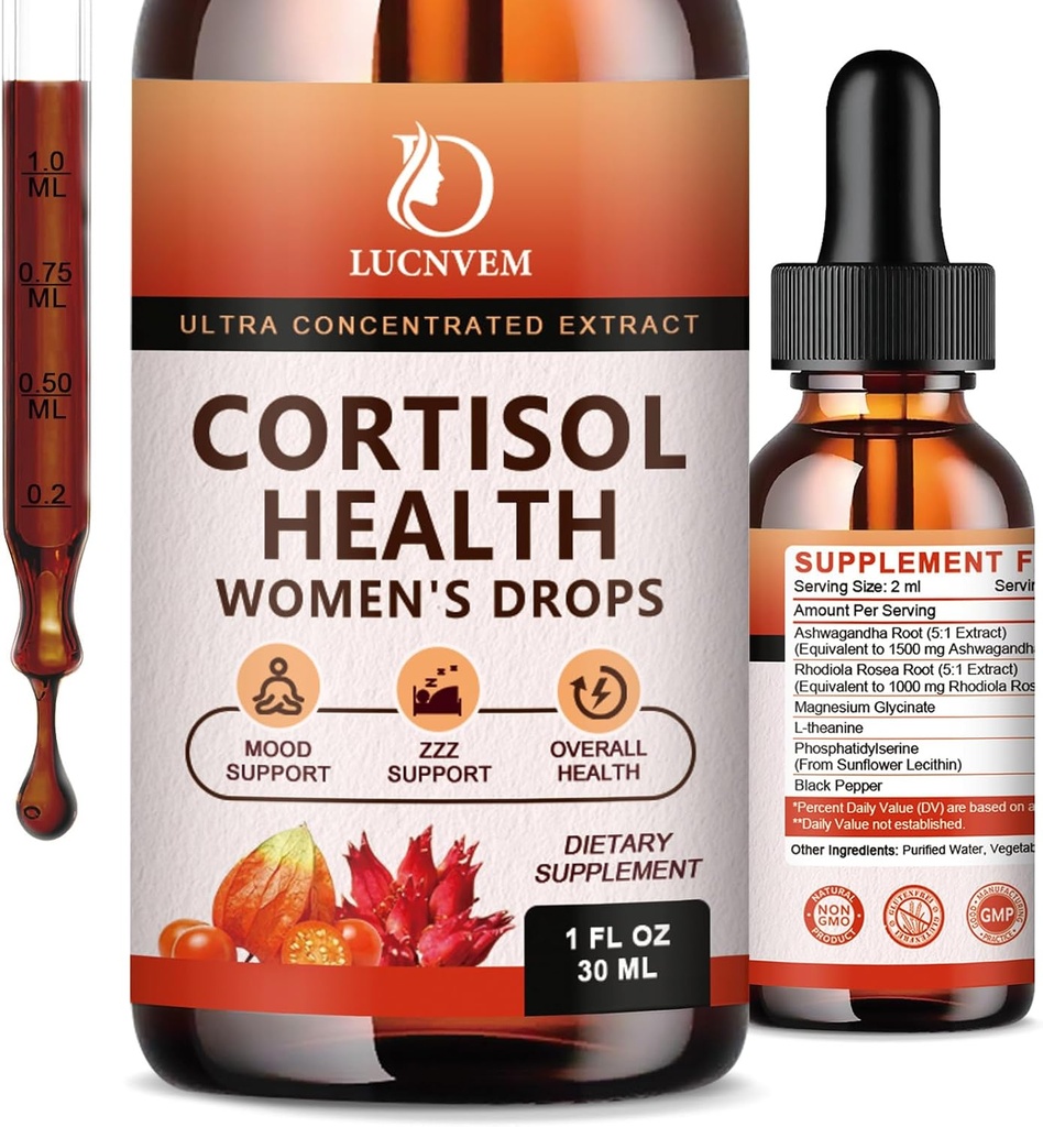 Kadınlar için Cortisol Supplement, Cortisol Access Detox Manager, Ashwagandha/Rhodiola Rosea/Magnesium Kompleksi Mood/Focus & Sleep için, Sağlıklı Cortisol Seviye 30 Day Vegan Supply