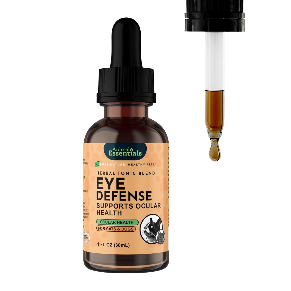 Animal Essentials Eye Defense Support for Dogs & Cats, 1 fl oz - ABD Organik Bilberry Calendula Herbal Mix, Alkol Free
