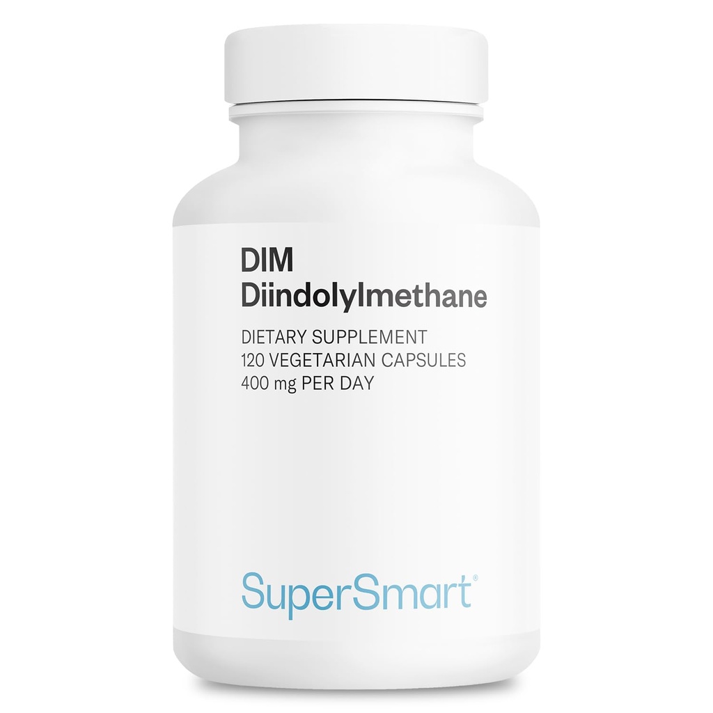 Supersmart - DIM Supplement 400 mg per Day (Diindolylmethane) - Erkekler ve Kadınlar için Doğal Denge | Non-GMO & Gluten Free - 120 Vegetarian Capsules