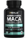 Ashwagandha 5.000mg + Maca Root Μαύρο, Κόκκινο, Κίτρινο 4.000mg, Rhodiola & L-Θεανίνη: 30:1 Εκχύλισμα Ashwagandha Κάψουλες, 20:1 Εκχύλισμα Maca Root Κάψουλες - Συμπλήρωμα για άνδρες και γυναίκες