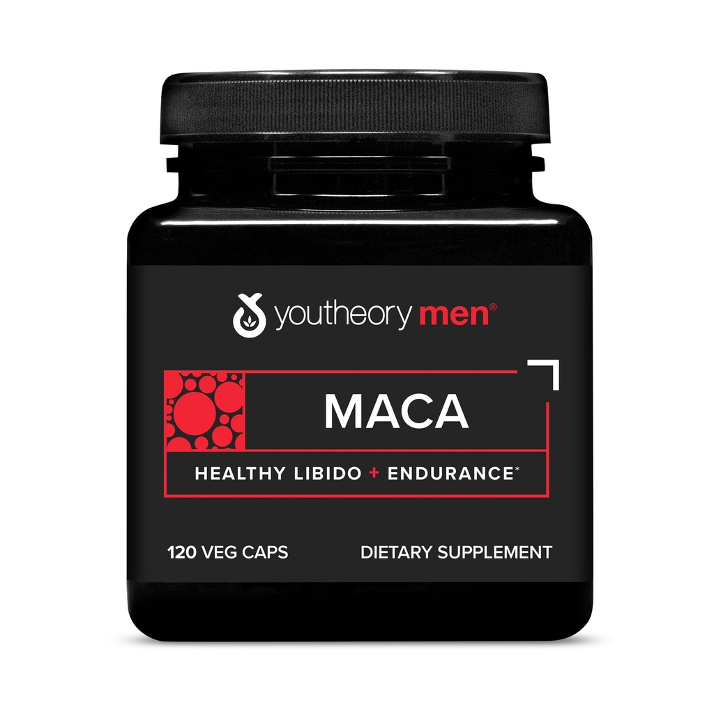 Youtheory Men's Maca - Vegan Maca Supplement for Men - Supports Energy, Stamina & Endurance* - Süt, Soy & Gluten Free - 120 Sebze Capsules